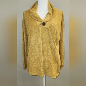 BiBi Golden Cowl Neck Sweater with Button Accent